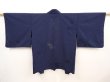 Photo1: 6417T04z290 Vintage Japanese Kimono Silk See through HAORI  Navy (1)