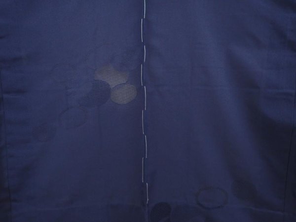 Photo3: 6417T04z290 Vintage Japanese Kimono Silk See through HAORI  Navy (3)