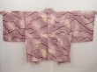 Photo1: 6417T05z440 Vintage Japanese Kimono Silk SHIBORI HAORI Mountain Dull purple (1)
