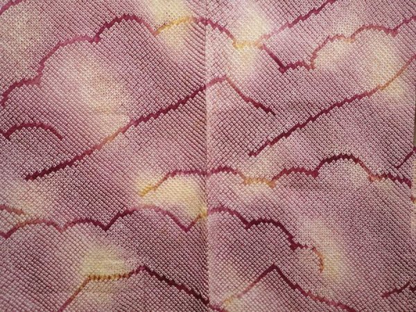 Photo3: 6417T05z440 Vintage Japanese Kimono Silk SHIBORI HAORI Mountain Dull purple (3)