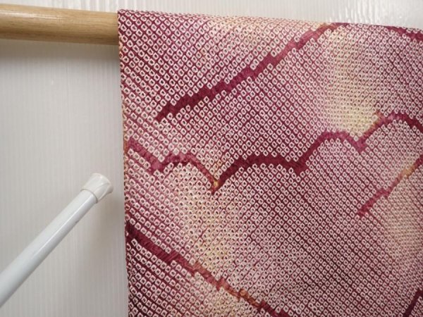 Photo6: 6417T05z440 Vintage Japanese Kimono Silk SHIBORI HAORI Mountain Dull purple (6)