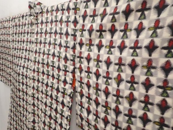 Photo2: 6417T06z420 Vintage Japanese Kimono Silk MEISEN HAORI  Gray (2)