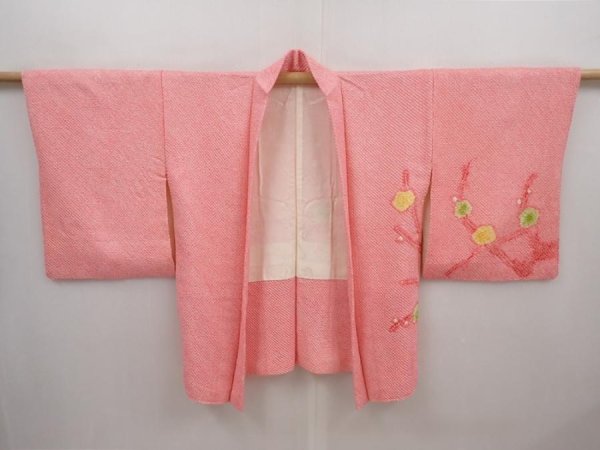 Photo5: 6417T07z500 Vintage Japanese Kimono Silk SHIBORI HAORI Plum tree Pink (5)