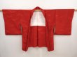 Photo5: 6417T08z560 Vintage Japanese Kimono Silk HAORI  Dark red (5)