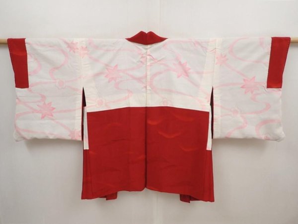 Photo6: 6417T08z560 Vintage Japanese Kimono Silk HAORI  Dark red (6)