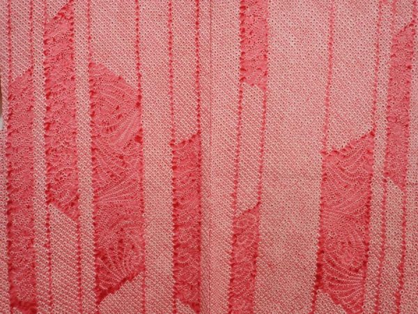 Photo3: 6417T09z550 Vintage Japanese Kimono Silk SHIBORI HAORI  Red-Pink (3)