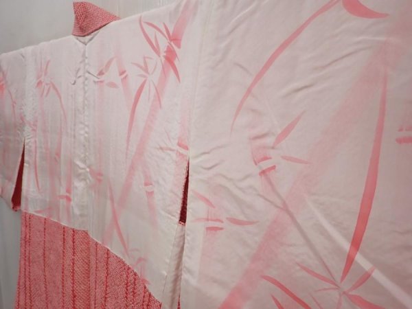 Photo8: 6417T09z550 Vintage Japanese Kimono Silk SHIBORI HAORI  Red-Pink (8)
