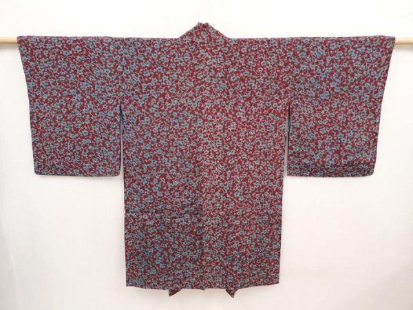 Photo3: 6417T10z370 Antique Japanese Kimono Silk HAORI Plum blossom Dark grape (3)