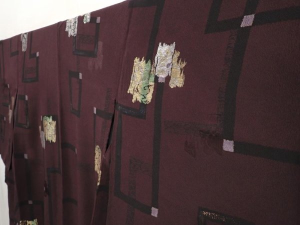 Photo2: 6417T11z790 Vintage Japanese Kimono Silk KOMON  Grape (2)