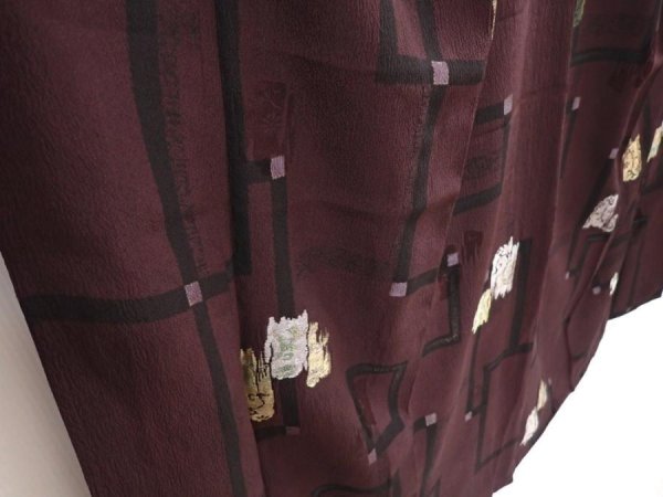 Photo3: 6417T11z790 Vintage Japanese Kimono Silk KOMON  Grape (3)