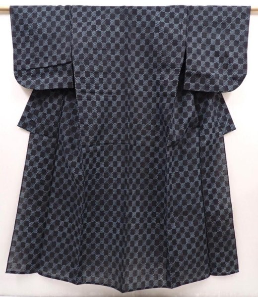 Photo1: 6417T12z480 Antique Japanese Kimono Momen Cotton NORAGI  Black (1)