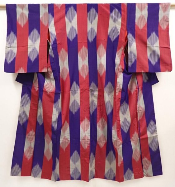 Photo1: 6417T13z640 Antique Japanese Kimono Silk TSUMUGI Dark lavender (1)