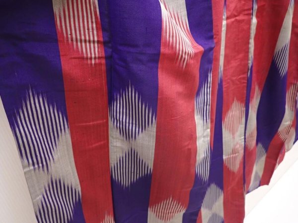 Photo3: 6417T13z640 Antique Japanese Kimono Silk TSUMUGI Dark lavender (3)