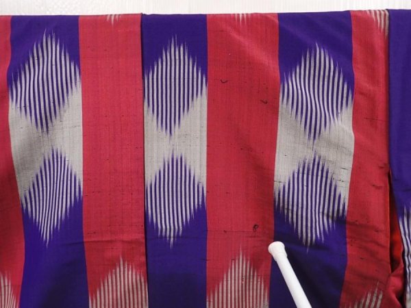Photo7: 6417T13z640 Antique Japanese Kimono Silk TSUMUGI Dark lavender (7)