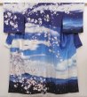 Photo1: 6417T14z810  Japanese Kimono Silk HOUMONGI Mt.Fuji Dull blue (1)