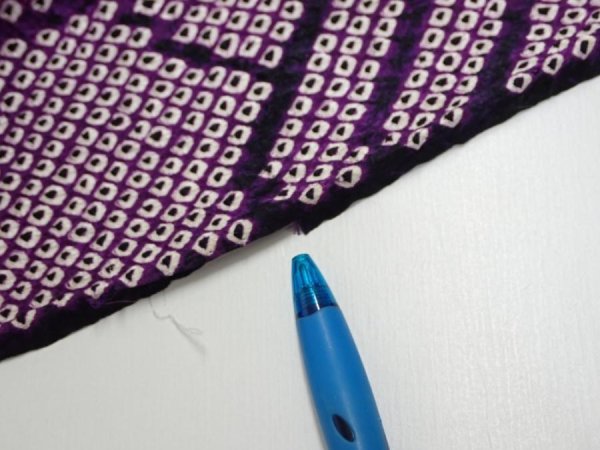 Photo6: 1B01z40  Japanese Kimono Silk SHIBORI FABRIC Wave Dark purple 36.6x14.4 (6)