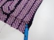 Photo6: 1B02z50  Japanese Kimono Silk SHIBORI FABRIC Wave Dark purple 41.7x14.6 (6)