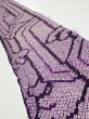 Photo1: 1B08z40  Japanese Kimono Silk SHIBORI FABRIC Wave Dark purple 56.3x7.5 (1)