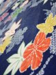 Photo2: 1B02z50  Japanese Kimono Silk  FABRIC Maple Navy 40.9x14.6 (2)