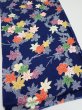 Photo3: 1B02z50  Japanese Kimono Silk  FABRIC Maple Navy 40.9x14.6 (3)