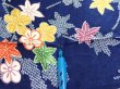 Photo6: 1B03z80  Japanese Kimono Silk  FABRIC Maple Navy 65.4x14.6 (6)