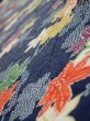 Photo4: 1B05z80  Japanese Kimono Silk  FABRIC Maple Navy 63.0x14.6 (4)