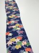 Photo2: 1B07z40  Japanese Kimono Silk  FABRIC Maple Navy 58.3x7.3 (2)