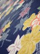 Photo5: 1B07z40  Japanese Kimono Silk  FABRIC Maple Navy 58.3x7.3 (5)