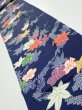 Photo1: 1B09z50  Japanese Kimono Silk  FABRIC Maple Navy 83.5x7.1 (1)