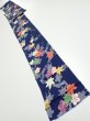 Photo4: 1B09z50  Japanese Kimono Silk  FABRIC Maple Navy 83.5x7.1 (4)