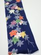 Photo4: 1B10z20  Japanese Kimono Silk  FABRIC Maple Navy 36.2x7.1 (4)