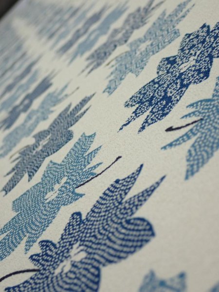 Photo4: 1B03z40  Japanese Kimono Silk  FABRIC Flower Oyster White 53.1x6.9 (4)