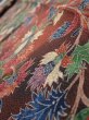Photo5: 1B09z60  Japanese Kimono Crepe Silk  FABRIC Karahana Red-Brown 78.7x7.1 (5)