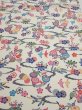 Photo1: 1B01z50  Japanese Kimono Silk  FABRIC Flowers Off-white 35.4x14.6 (1)