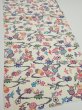 Photo2: 1B01z50  Japanese Kimono Silk  FABRIC Flowers Off-white 35.4x14.6 (2)