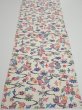 Photo5: 1B01z50  Japanese Kimono Silk  FABRIC Flowers Off-white 35.4x14.6 (5)