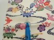 Photo7: 1B01z50  Japanese Kimono Silk  FABRIC Flowers Off-white 35.4x14.6 (7)