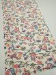 Photo2: 1B02z90  Japanese Kimono Silk  FABRIC Flowers Off-white 64.6x14.6 (2)