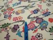 Photo6: 1B02z90  Japanese Kimono Silk  FABRIC Flowers Off-white 64.6x14.6 (6)