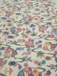 Photo1: 1B04z80  Japanese Kimono Silk  FABRIC Flowers Off-white 51.2x14.6 (1)