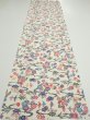 Photo5: 1B05z70  Japanese Kimono Silk  FABRIC Flowers Off-white 44.5x14.6 (5)