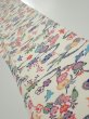Photo1: 1B06z40  Japanese Kimono Silk  FABRIC Flowers Off-white 57.5x7.1 (1)