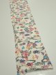 Photo2: 1B06z40  Japanese Kimono Silk  FABRIC Flowers Off-white 57.5x7.1 (2)