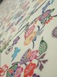 Photo4: 1B06z40  Japanese Kimono Silk  FABRIC Flowers Off-white 57.5x7.1 (4)