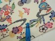 Photo6: 1B06z40  Japanese Kimono Silk  FABRIC Flowers Off-white 57.5x7.1 (6)
