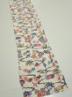 Photo2: 1B07z60  Japanese Kimono Silk  FABRIC Flowers Off-white 82.7x7.3 (2)