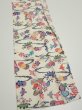 Photo3: 1B08z30  Japanese Kimono Silk  FABRIC Flowers Off-white 33.1x7.3 (3)