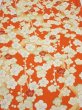 Photo1: 1i02z80  Japanese Kimono Silk  FABRIC Plum tree Orange-red 60.6x14.6 (1)