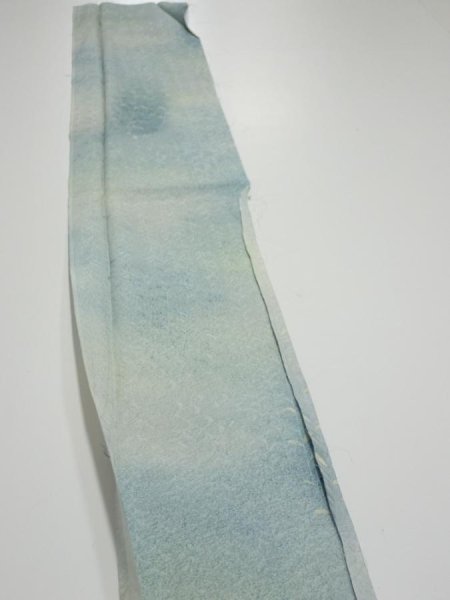 Photo3: 1i08z40  Japanese Kimono Silk  FABRIC Willow Light blue-gray 57.1x7.1 (3)