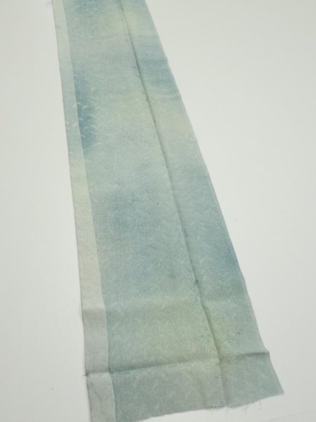 Photo3: 1i09z50  Japanese Kimono Silk  FABRIC Willow Light blue-gray 79.5x7.1 (3)